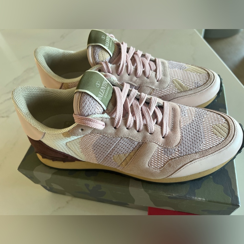 Valentino Garavani pink beige and maroon Camo Sneaker size 40